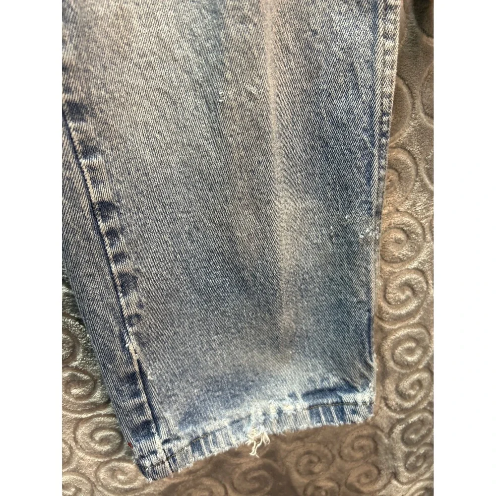 Wrangler Jeans Mens 33x30 Distressed Denim Blue Cotton Blend‎